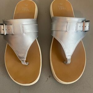 Silver Thong Sandals Size 7.5